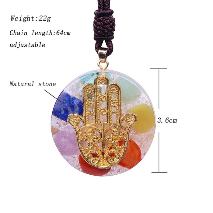 Orgonite Seven Chakra Energy Necklace Reiki Pendant Hand