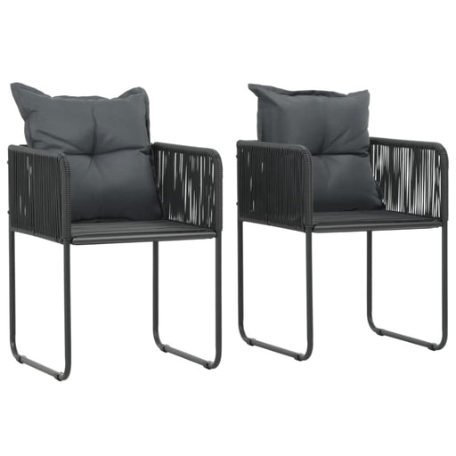 Outdoor Chairs 2 Pcs With Pillows Poly Rattan Black Aaatn