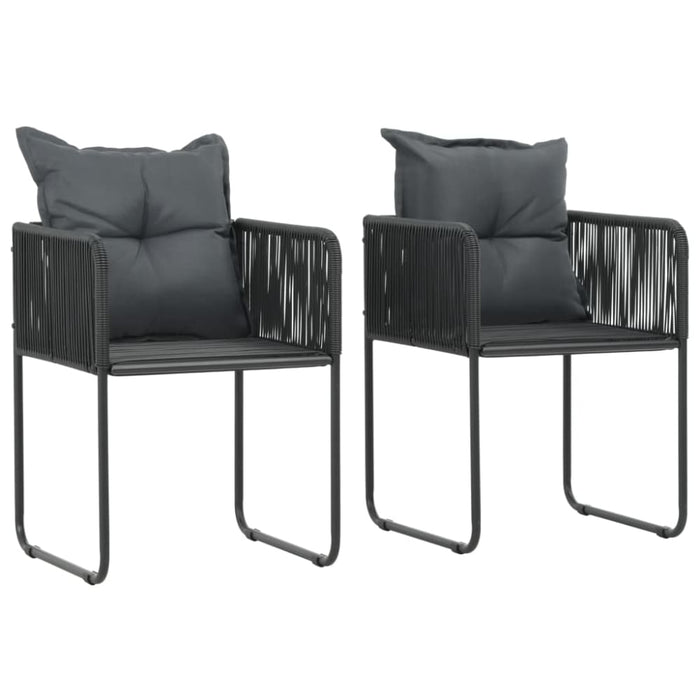 Outdoor Chairs 2 Pcs with Pillows Poly Rattan Black Aaatn