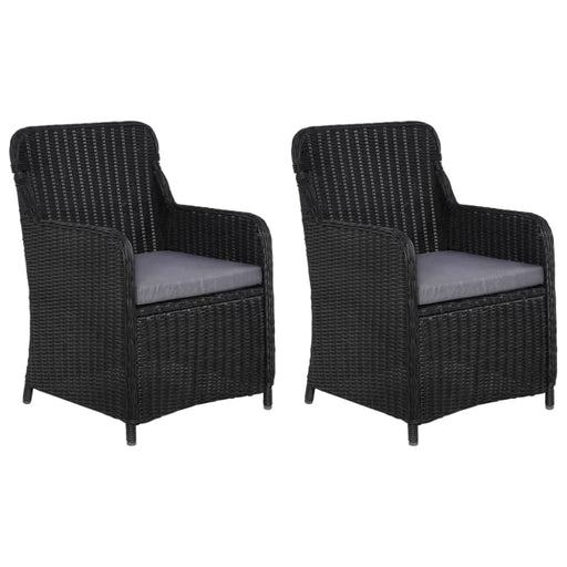Outdoor Chairs with Cushions 2 Pcs Poly Rattan Black Aaoal