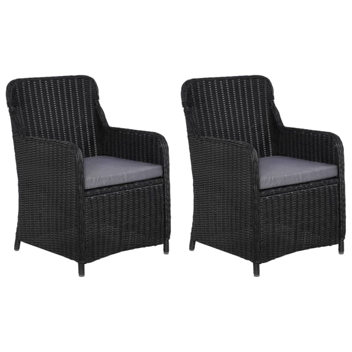 Outdoor Chairs with Cushions 2 Pcs Poly Rattan Black Aaoal