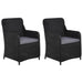 Outdoor Chairs with Cushions 2 Pcs Poly Rattan Black Aaoal