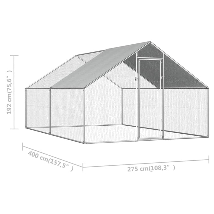Outdoor Chicken Cage 2.75x4x1.92 m Galvanised Steel Oibink
