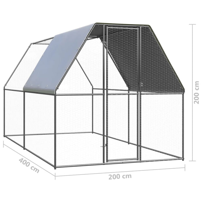 Outdoor Chicken Cage 2x2x2 m Galvanised Steel Tbnktok