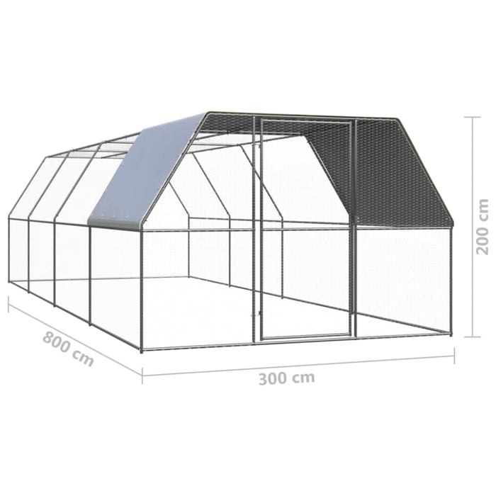 Outdoor Chicken Cage 3x2x2 m Galvanised Steel Tbnktxl