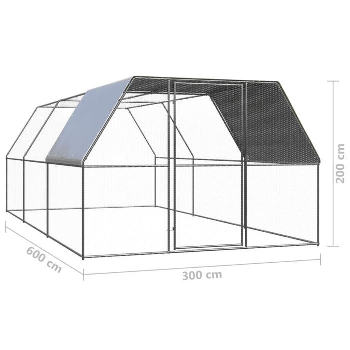 Outdoor Chicken Cage 3x2x2 m Galvanised Steel Tbnktxp