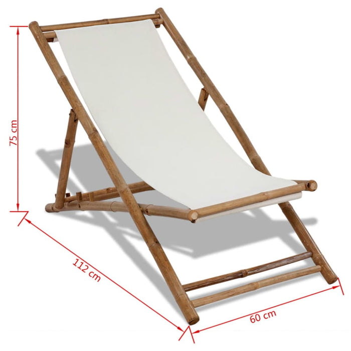 Outdoor Deck Chair Bamboo and Canvas Aoako