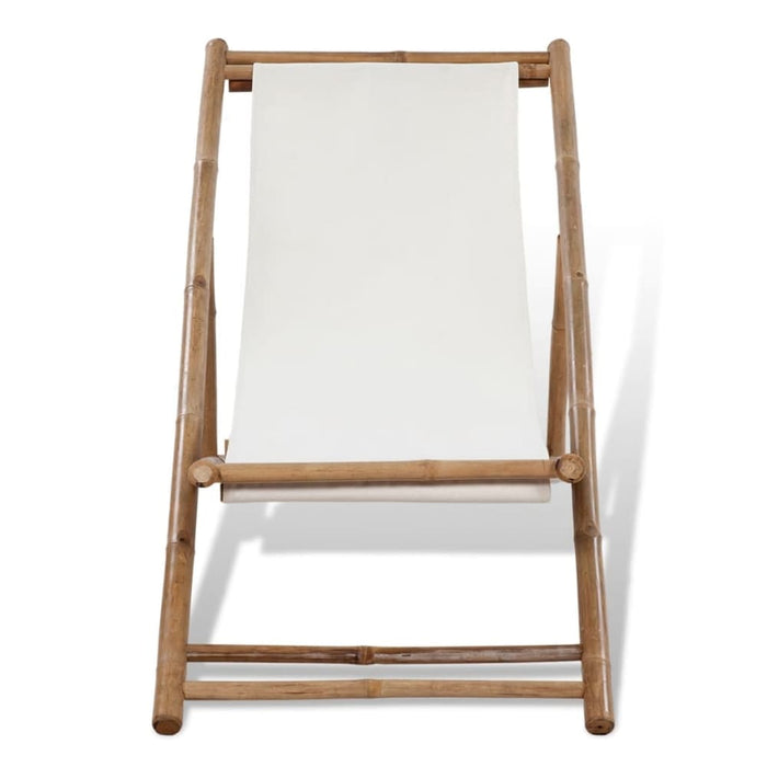 Outdoor Deck Chair Bamboo and Canvas Aoako