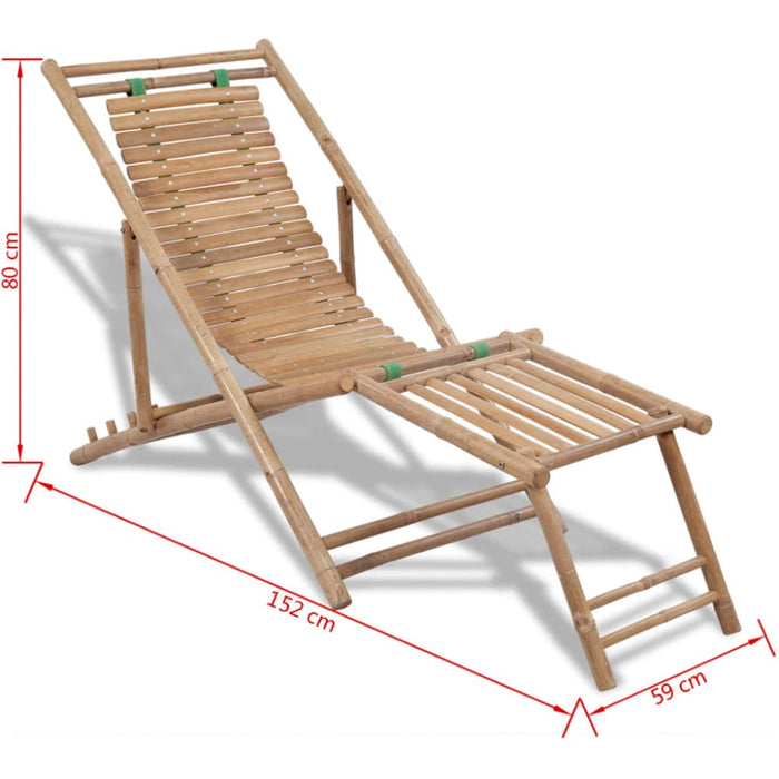 Outdoor Deck Chair with Footrest Bamboo Aoakx