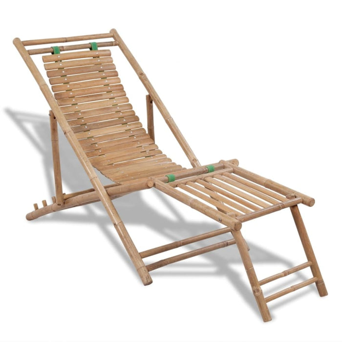 Outdoor Deck Chair with Footrest Bamboo Aoakx