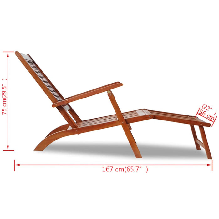Outdoor Deck Chair with Footrest Solid Acacia Wood Aoatt
