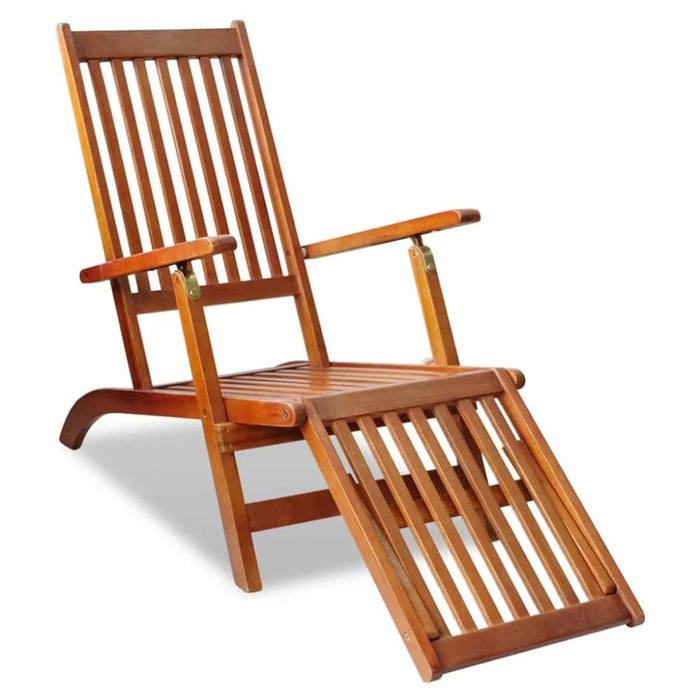 Outdoor Deck Chair with Footrest Solid Acacia Wood Aoatt