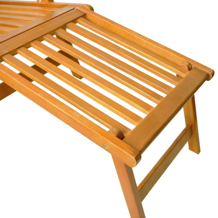 Outdoor Deck Chair with Footrest and Table Solid Wood