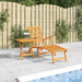 Outdoor Deck Chair with Footrest and Table Solid Wood