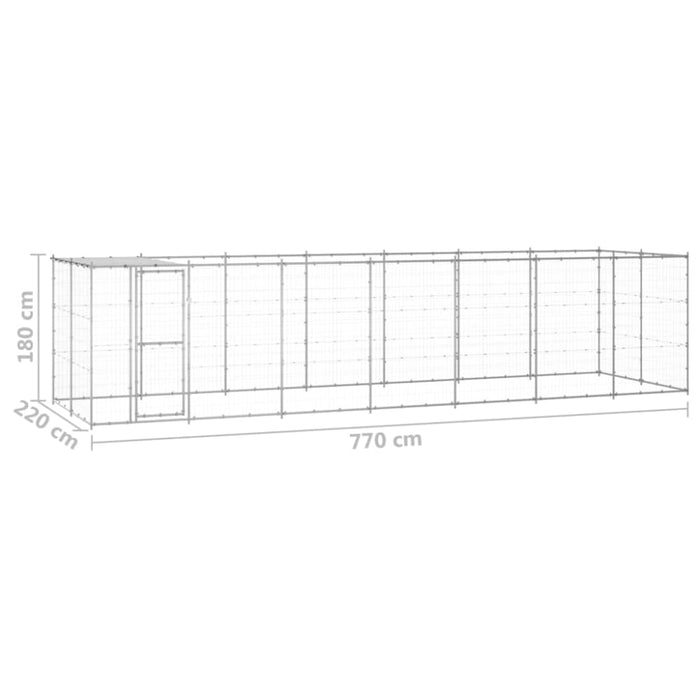 Outdoor Dog Kennel Galvanised Steel With Roof 16.94 M²