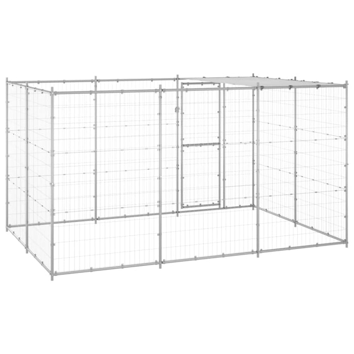 Outdoor Dog Kennel Galvanised Steel With Roof 7.26 M²