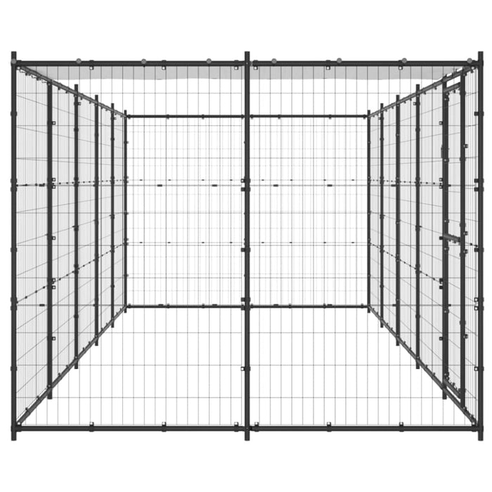 Outdoor Dog Kennel Steel with Roof 12.1 M² Tbnxxka