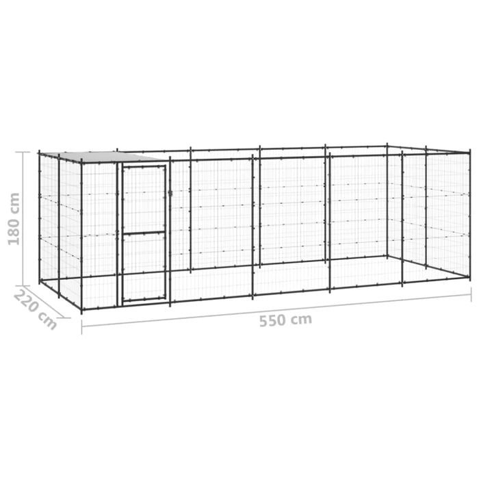 Outdoor Dog Kennel Steel with Roof 12.1 M² Tbnxxka