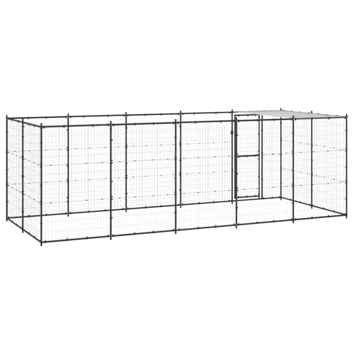 Outdoor Dog Kennel Steel with Roof 12.1 M² Tbnxxka