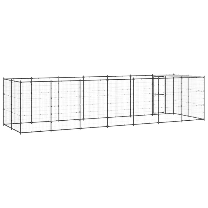 Outdoor Dog Kennel Steel With Roof 16.94 M² Tbnxxkp