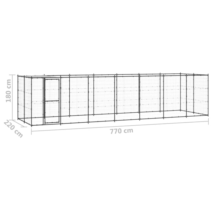 Outdoor Dog Kennel Steel With Roof 16.94 M² Tbnxxkp
