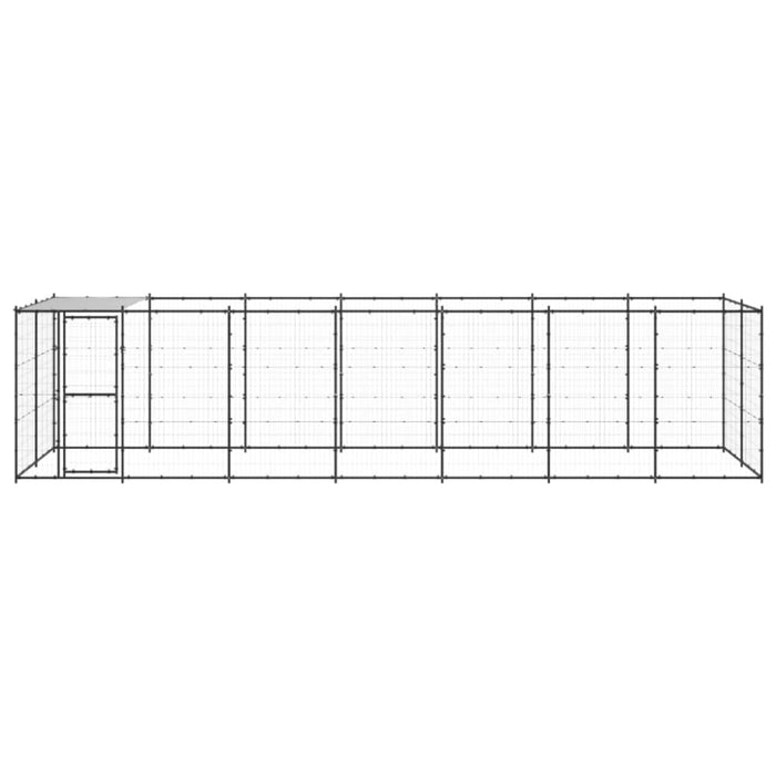 Outdoor Dog Kennel Steel With Roof 16.94 M² Tbnxxkp