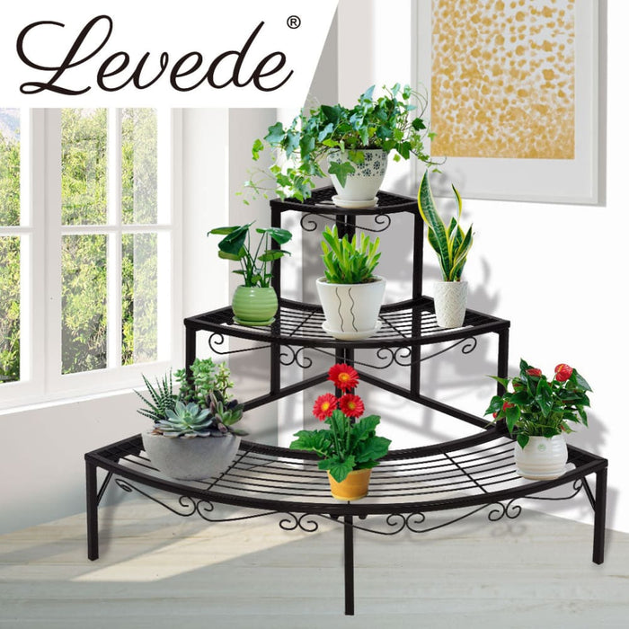 2x Outdoor Indoor Plant Stand Garden Metal 3 Tier Planter