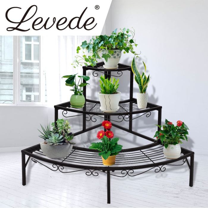 2x Outdoor Indoor Plant Stand Garden Metal 3 Tier Planter