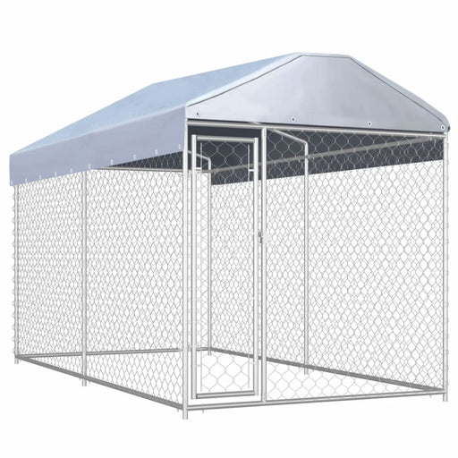 Outdoor Dog Kennel with Canopy Top Oapbxa