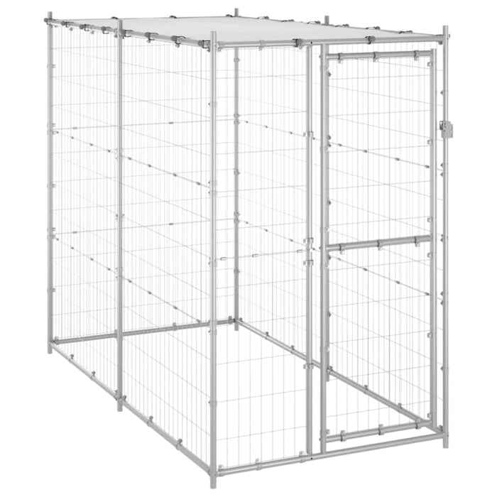 Outdoor Dog Kennel Galvanised Steel With Roof 110x220x180