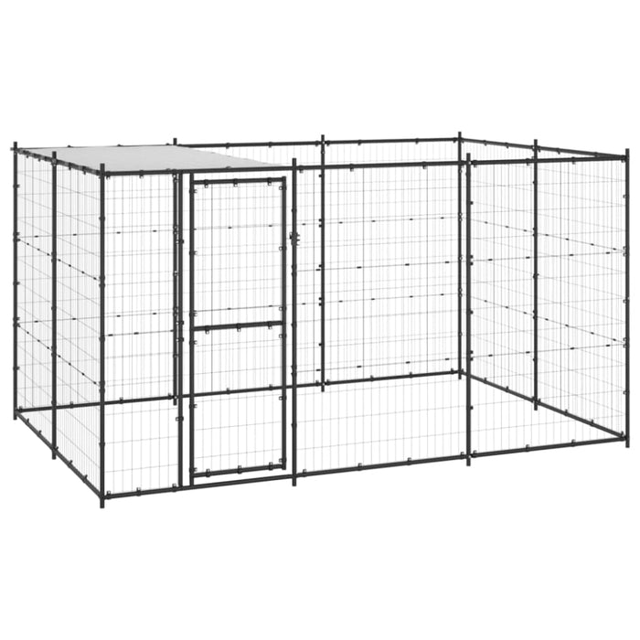 Outdoor Dog Kennel Steel with Roof 7.26 M² Tbnxxkt
