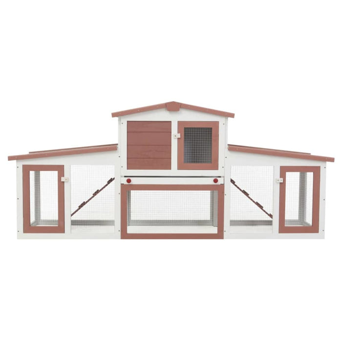 Outdoor Large Rabbit Hutch Brown and White Wood Oibnaa