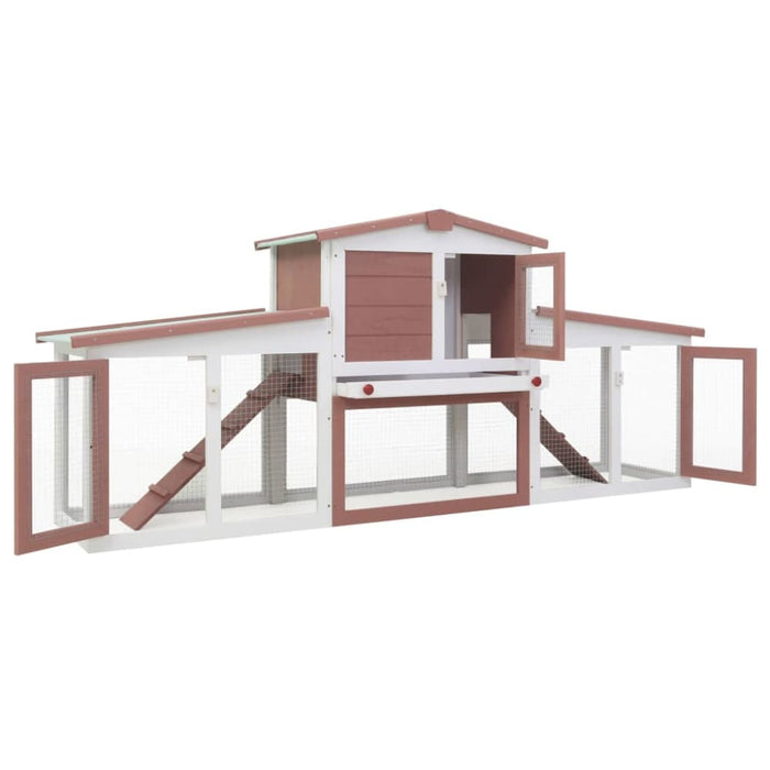 Outdoor Large Rabbit Hutch Brown and White Wood Oibnaa