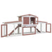 Outdoor Large Rabbit Hutch Brown and White Wood Oibnaa