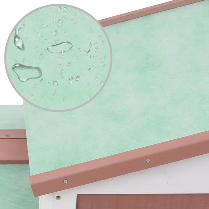 Outdoor Large Rabbit Hutch Brown and White Wood Oibnao