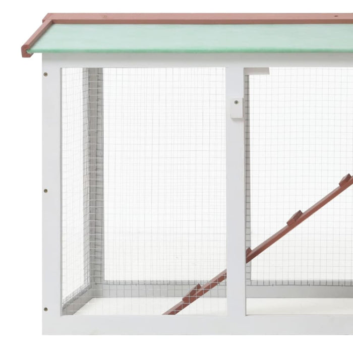 Outdoor Large Rabbit Hutch Brown And White Wood Oibnao