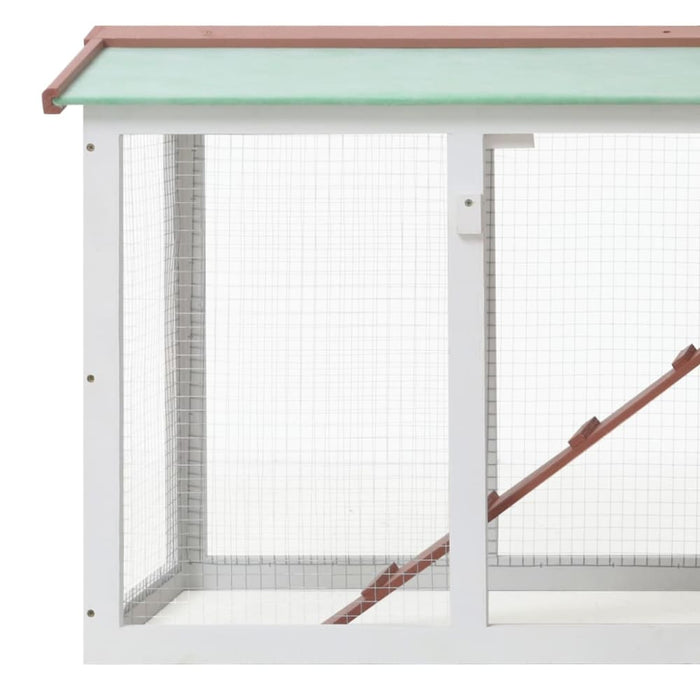 Outdoor Large Rabbit Hutch Brown and White Wood Oibnao