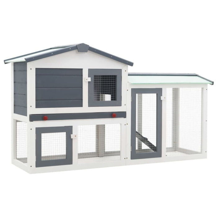 Outdoor Large Rabbit Hutch Grey And White Wood Oibnab