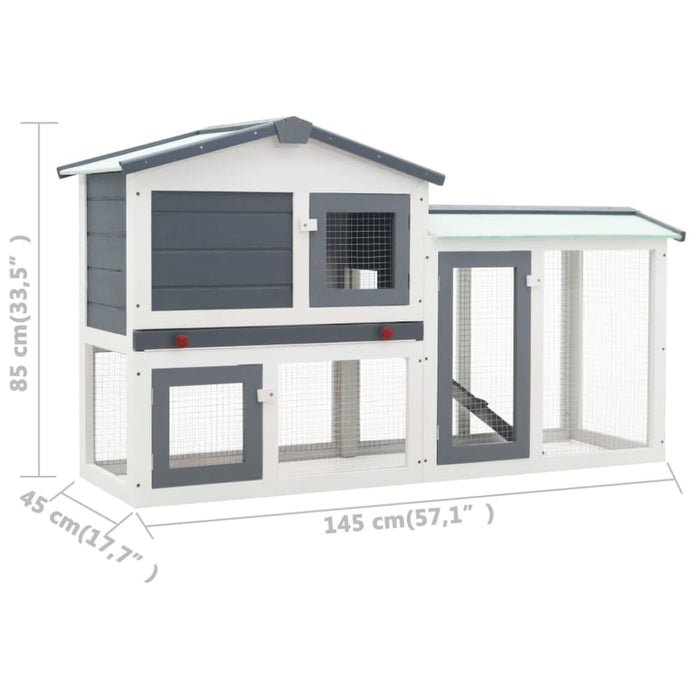 Outdoor Large Rabbit Hutch Grey and White Wood Oibnab