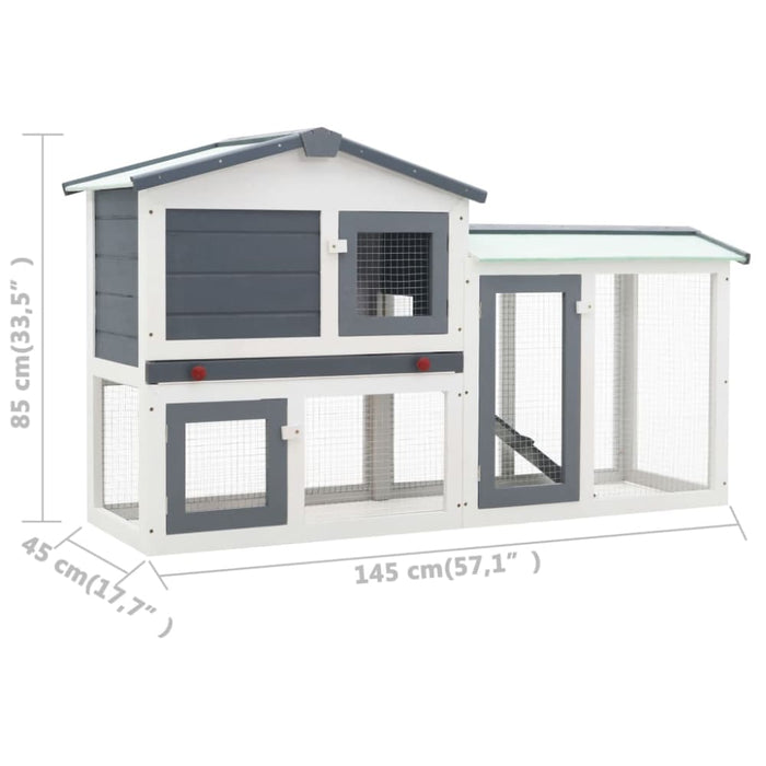 Outdoor Large Rabbit Hutch Grey And White Wood Oibnab