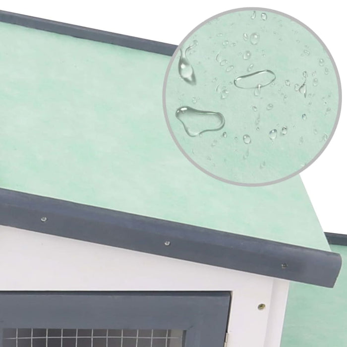 Outdoor Large Rabbit Hutch Grey and White Wood Oibnat