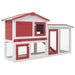 Outdoor Large Rabbit Hutch Red and White Wood Oibnax