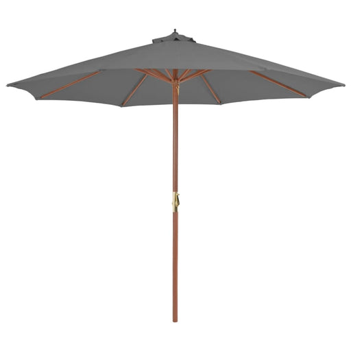 Outdoor Parasol With Wooden Pole 300 Cm Anthracite Aaakp