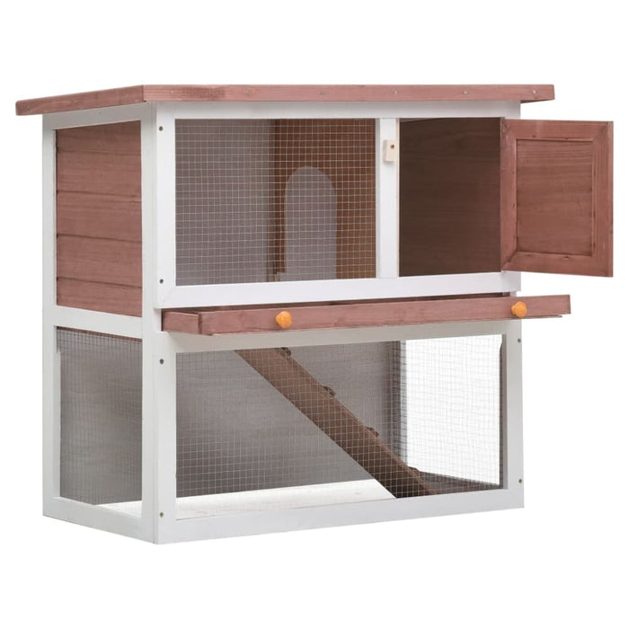 Outdoor Rabbit Hutch 1 Door Brown Wood Oibntx