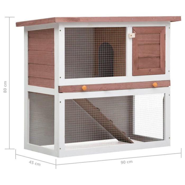 Outdoor Rabbit Hutch 1 Door Brown Wood Oibntx