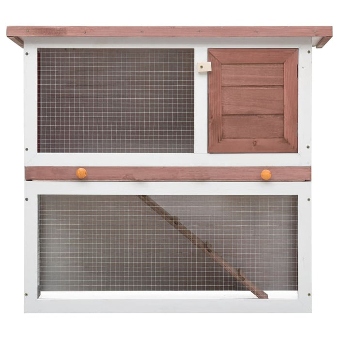 Outdoor Rabbit Hutch 1 Door Brown Wood Oibntx