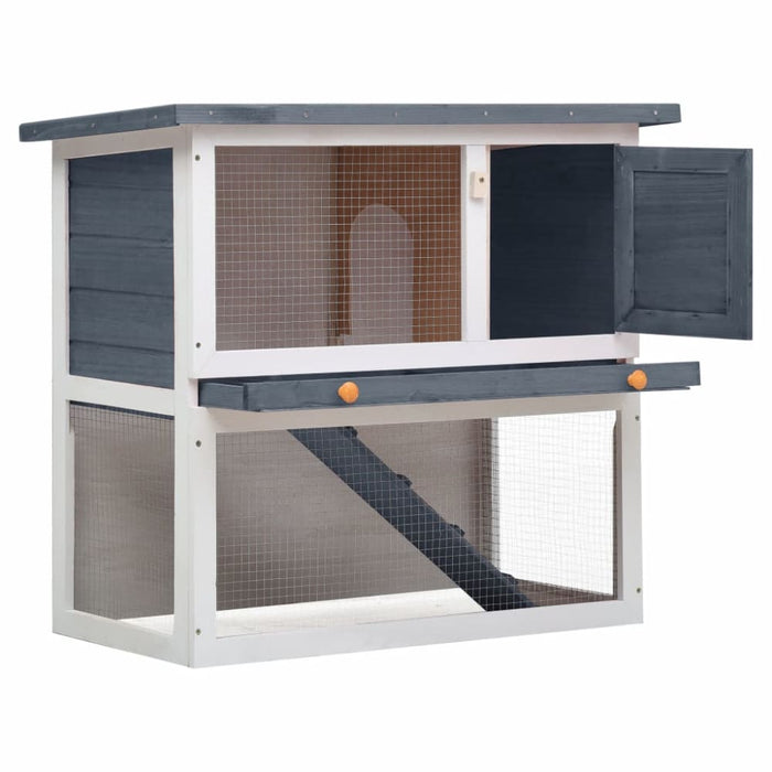 Outdoor Rabbit Hutch 1 Door Grey Wood Oibnto