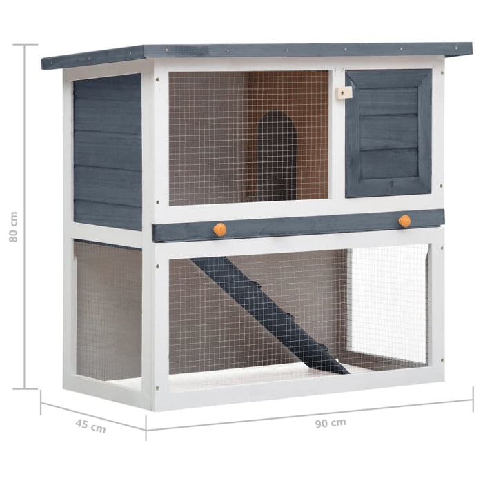 Outdoor Rabbit Hutch 1 Door Grey Wood Oibnto