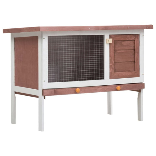 Outdoor Rabbit Hutch 1 Layer Brown Wood Oibnxk