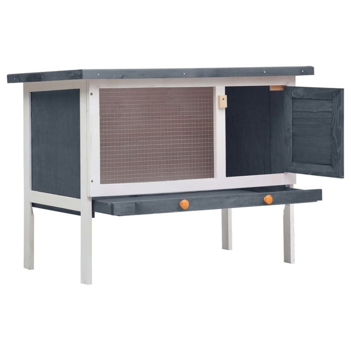 Outdoor Rabbit Hutch 1 Layer Grey Wood Oibnxn
